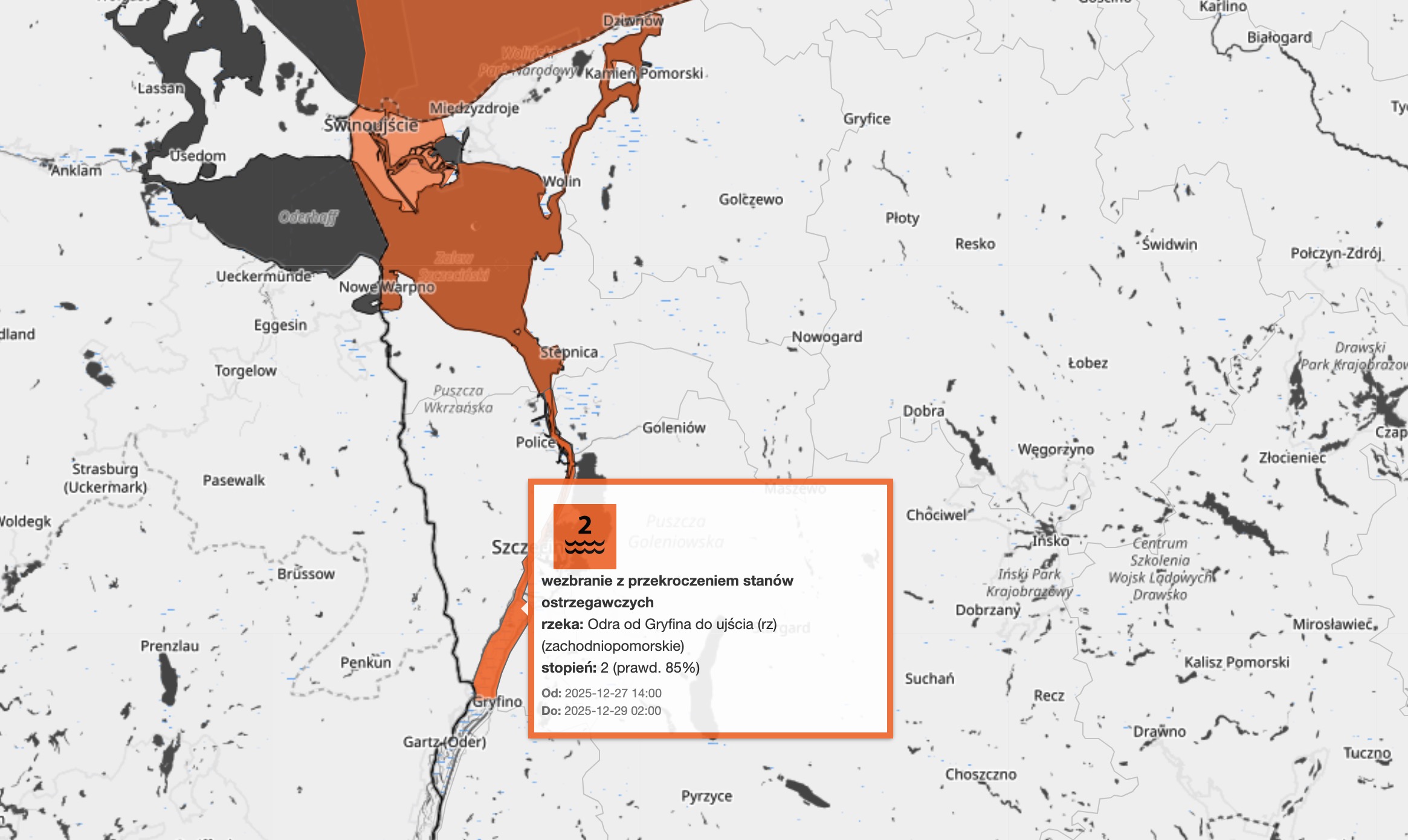 Sztorm i cofka na Bałtyku. IMGW ostrzega przed możliwymi stanami alarmowymi w gminie Kołbaskowo