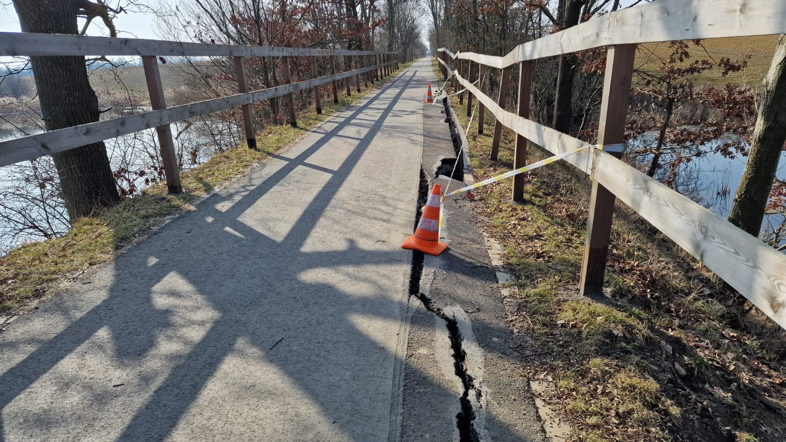 Ścieżka po śladzie CPO uszkodzona. Fragment trasy zamknięty