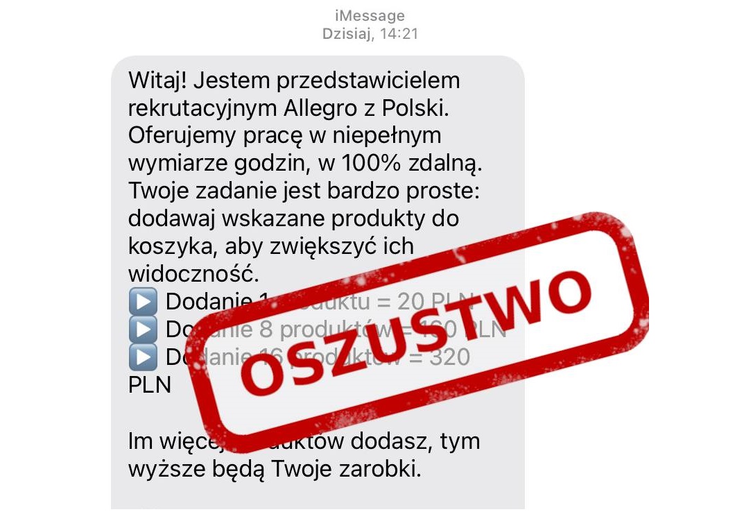 Zdalna praca za duże pieniądze? Allegro i CERT ostrzegają przed nową falą oszustw