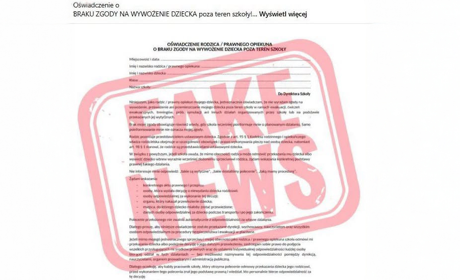 MSWiA dementuje fałszywe informacje. Rodzice nie muszą składać oświadczeń
